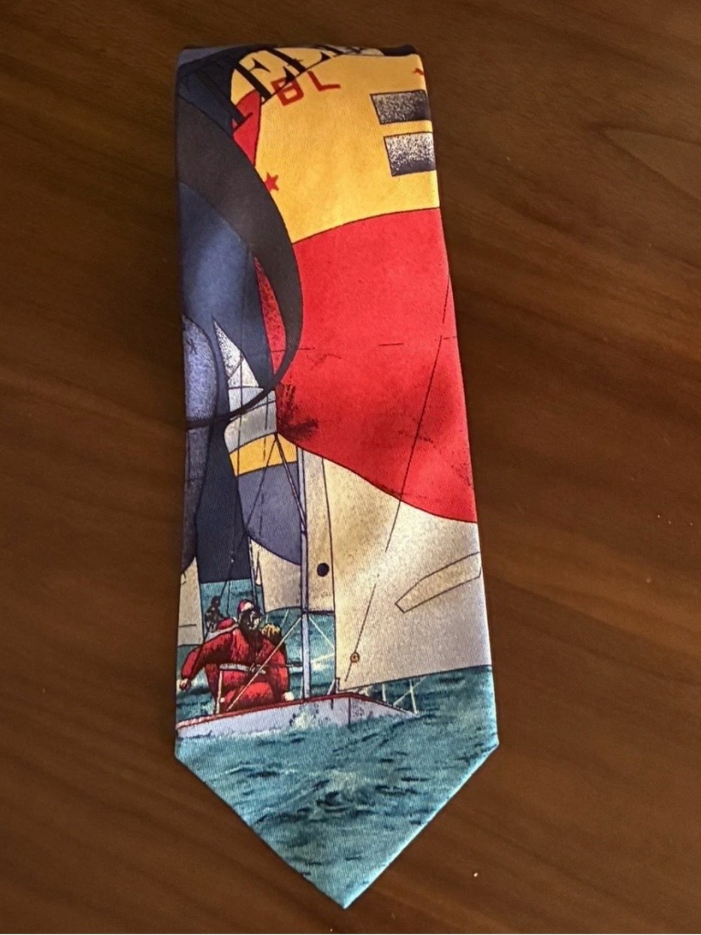 Vintage Polo Ralph Lauren Sailboat 100% Silk Hand Made Mens Neck Tie Made in USA